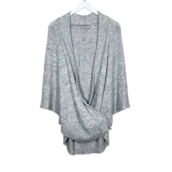 Anthropologie Knitted & Knotted Celia Oversized Wrap Cardigan Sweater Small Gray - Picture 2 of 9